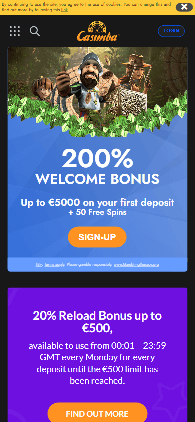 Casimba Casino Mobile screenshot